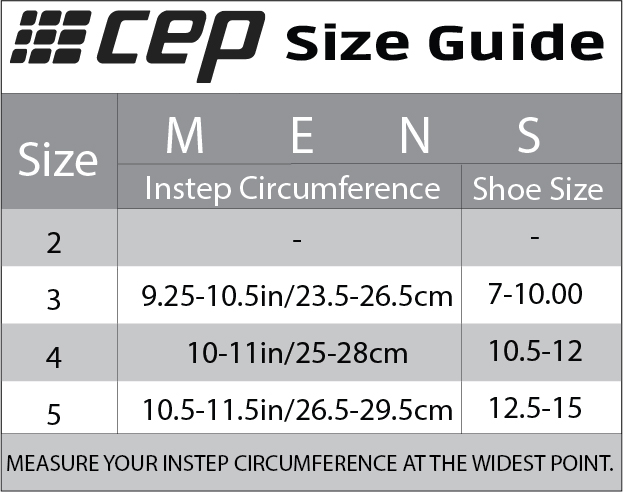 CEP No Show Socks Mens Size Guide